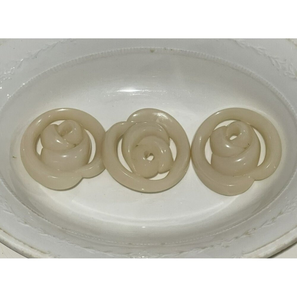 Three Unique Extruded Celluloid Clothing Buttons 1 3/4 inch